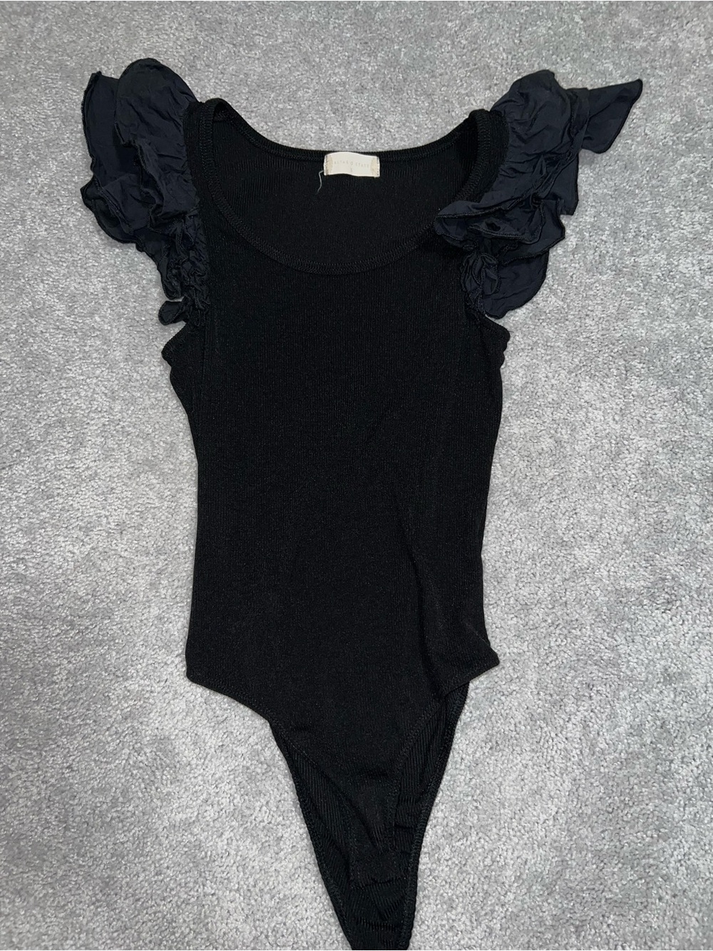 Altar’d State Black Ruffle Sleeve Bodysuit